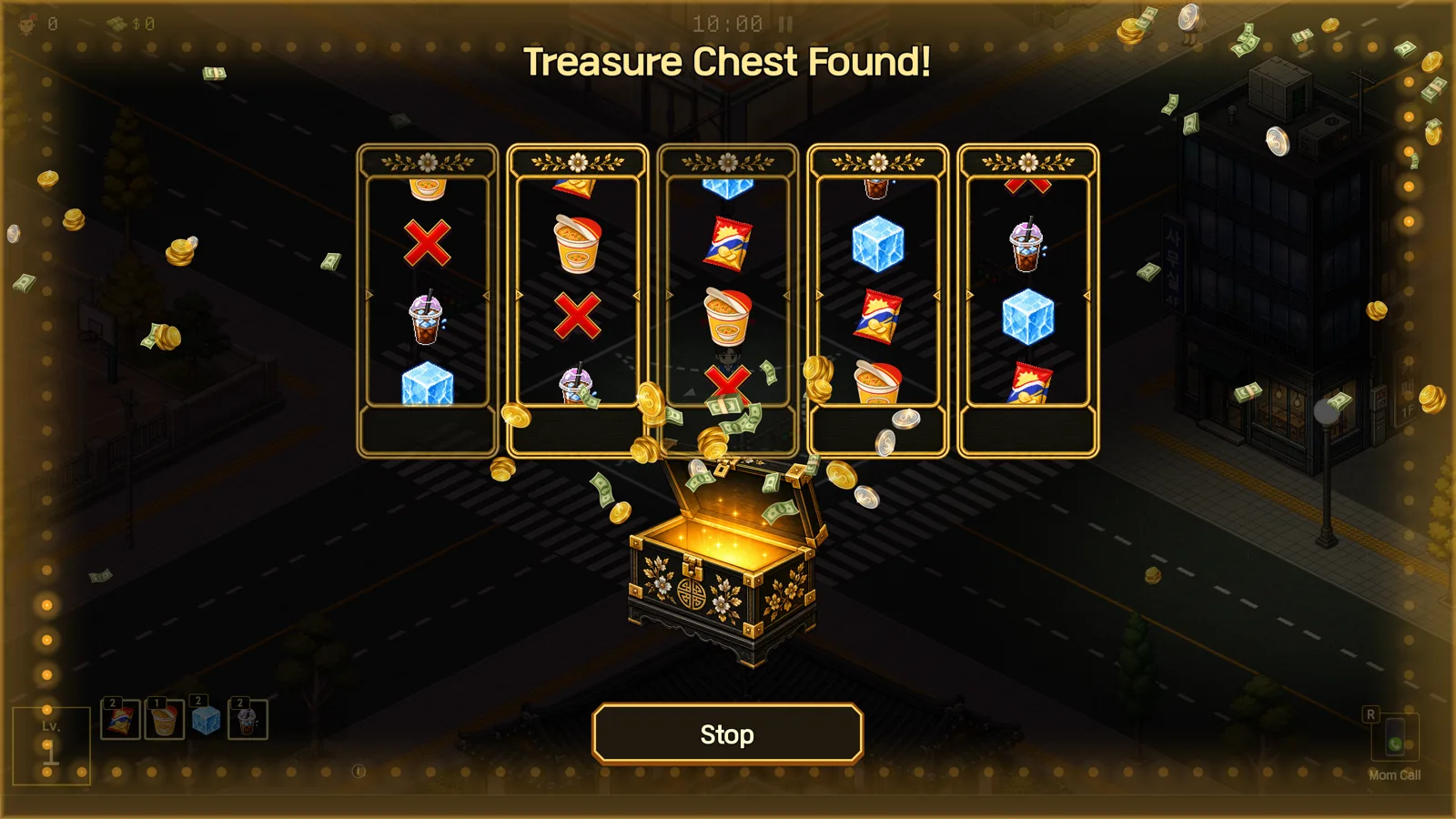 Chest reward roulette after clearing a wave
